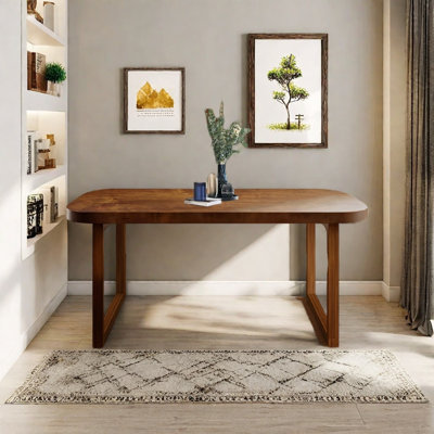 Solid wood brown desk, rectangular executive desk by Loon Peak