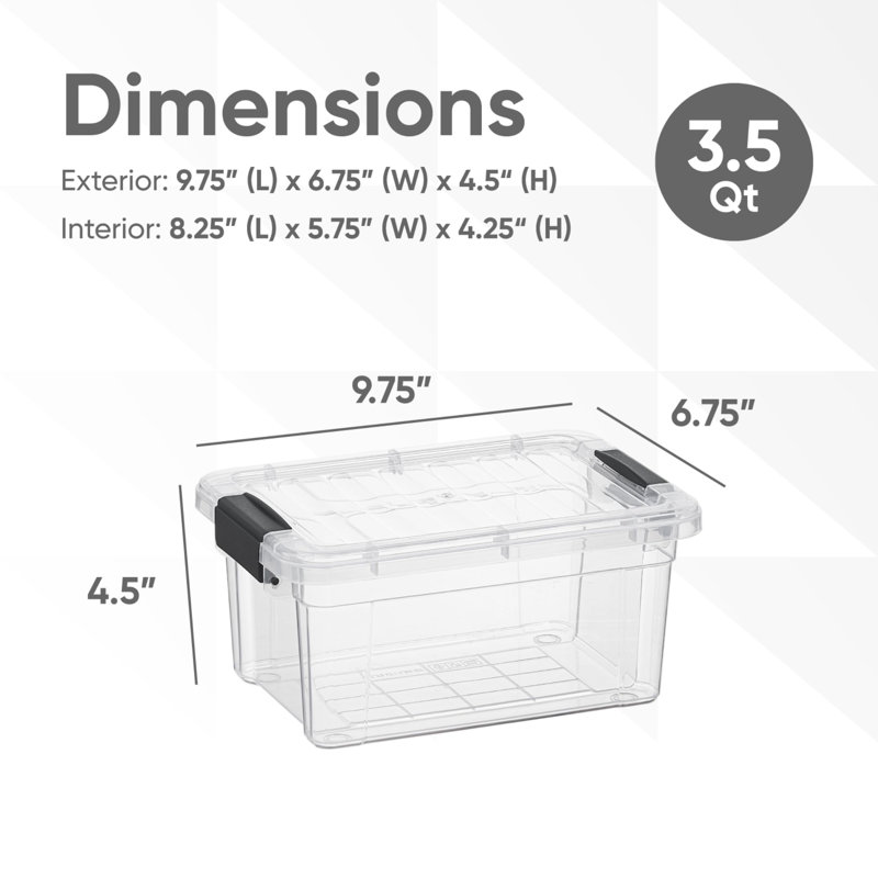 Boîte de rangement transparente Superio avec couvercle, bacs de rangement en plastique de 3,5 pintes pour l'organisation, caisses empilables, sans BPA, non toxiques, sans odeur, organisateurs pour la maison, le bureau, l'école et le dortoir, paquet de 36