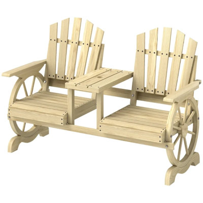 High Backrest Wooden Garden Bench,2-Seat Patio Bench