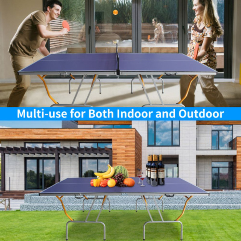 Table de tennis de table, ensemble de table de ping-pong portable avec 2 raquettes de tennis de table, 3 balles et filet