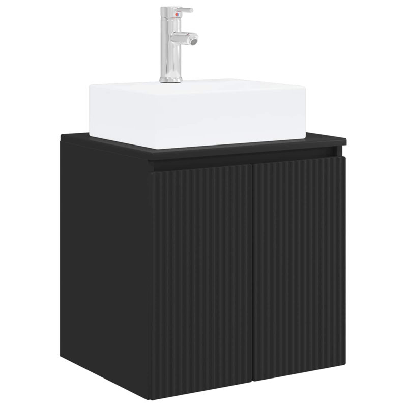 Single Bathroom Vanity with Ceramic Basin, Black