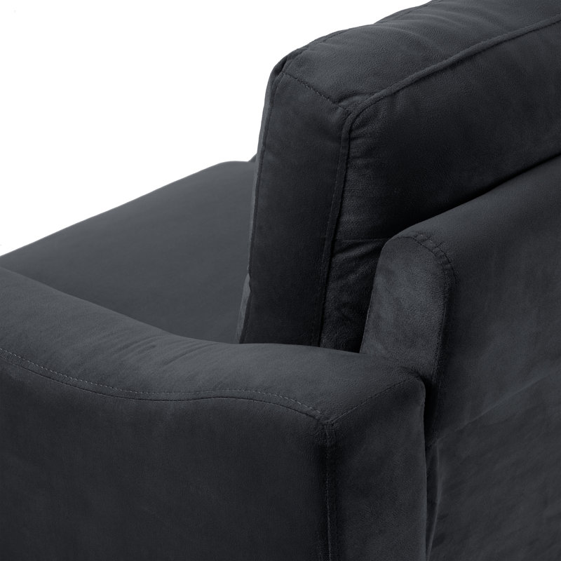 Velours confortable pour le salon, avec, noir, 2 sièges, 2 canapé-lit noir, structure en bois massif, rembourrage