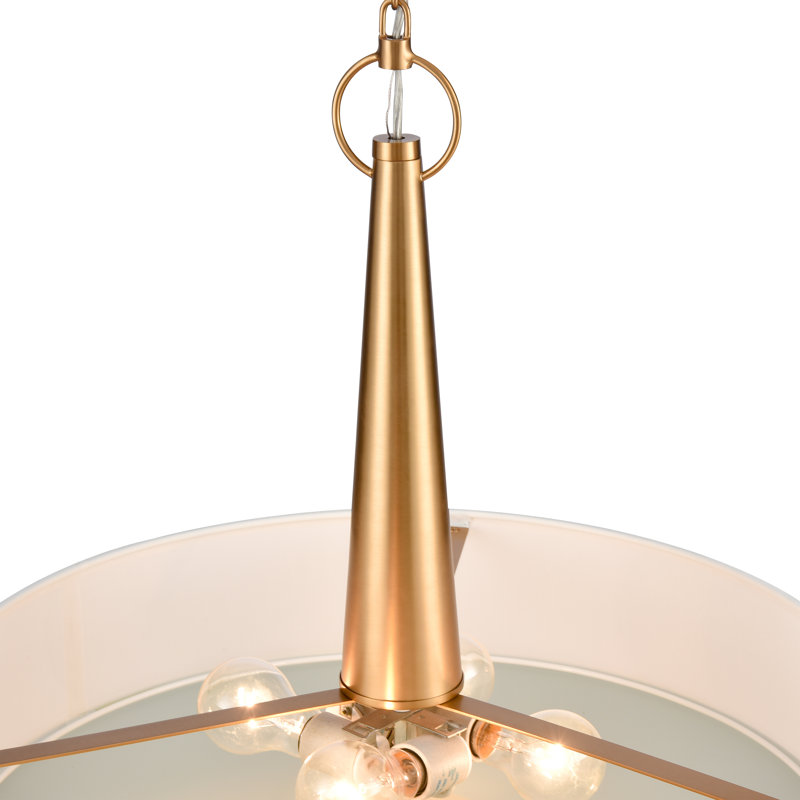 Luminaire suspendu large 4 lumières Leo - 22 po - or brossé, Doré