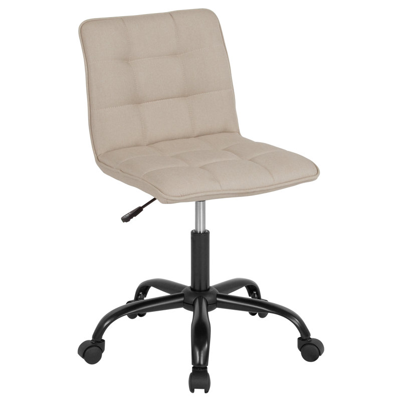 Home and Office Armless Task Office Chair with Tufted Back/Seat, Beige