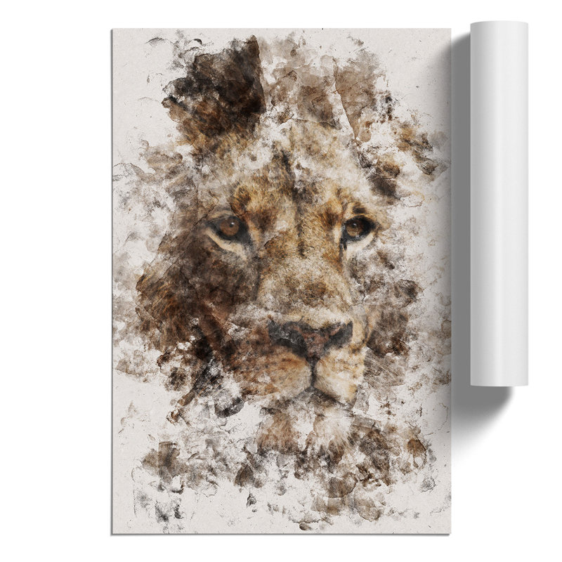 Face of a Lion Watercolour - Frameless Print, 42cm H x 30cm W x 0.1cm D