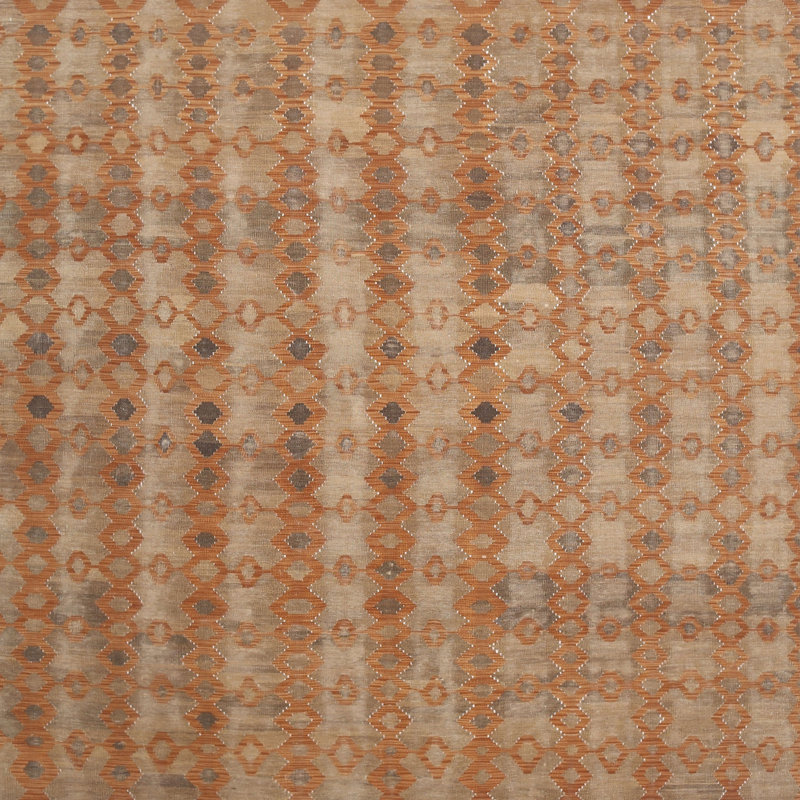 Tapis de zone orange/gris contemporaine, Carré 4 pi