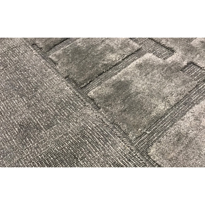 Wool Geometric Area Rug in Gray, Rectangle 8' x 9'11"