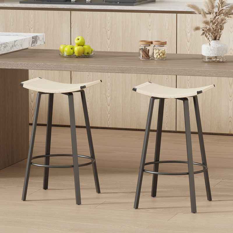 Tabourets de bar polyvalents à hauteur de comptoir avec tissage en PVC tissé à la main pour une utilisation intérieure et extérieure
