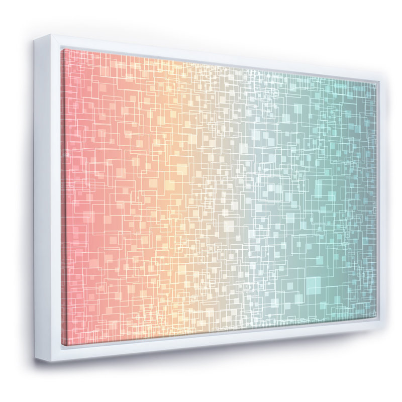 Cubist Pastel Migre - Impression sur toile, Toile blanche encadrée, H 12 po x l 20 po x p 1 po