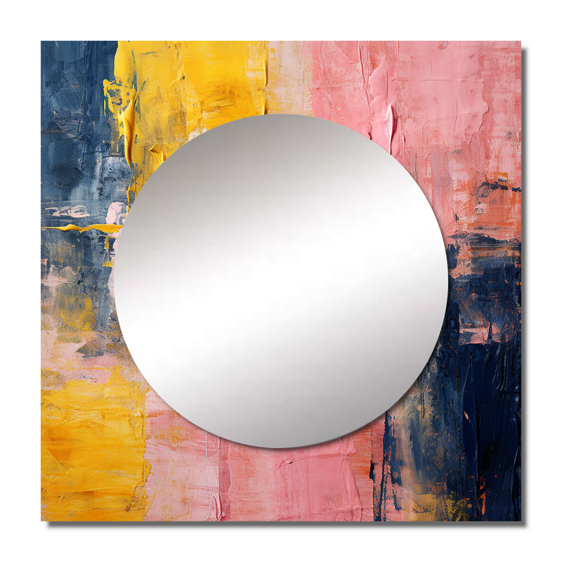Naidus - Art mural abstrait miroir carré pour salle de bain, 36 po x 36 po