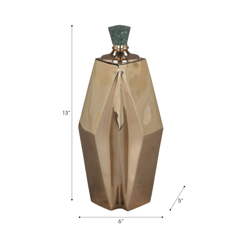 Handmade Metal Decorative Bottle, 13" H x 6" W x 5" D