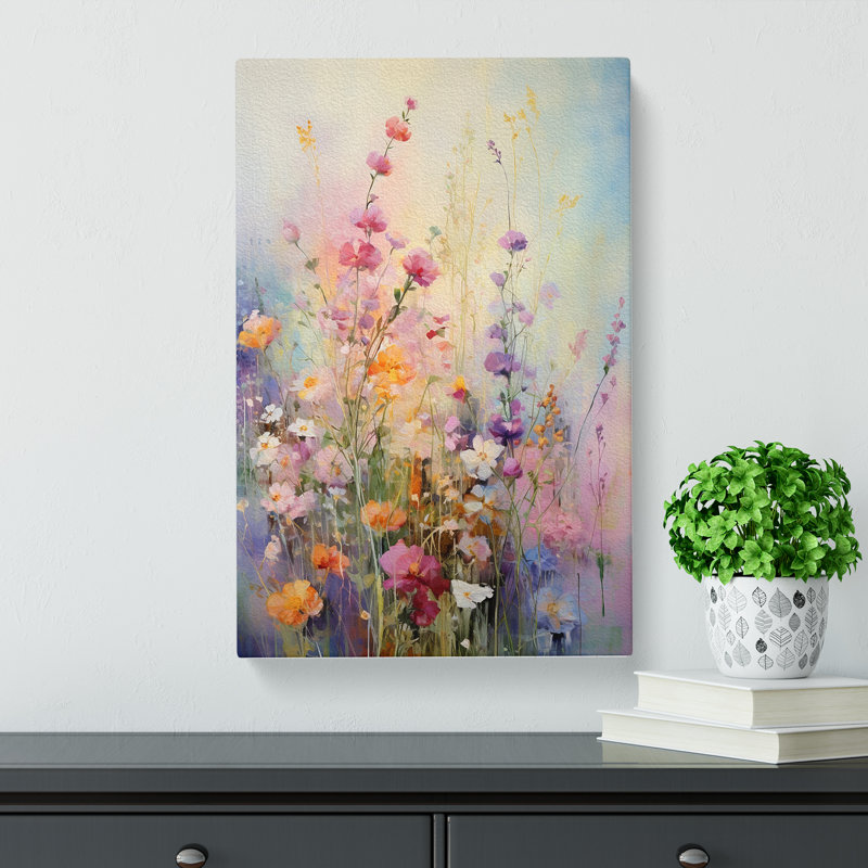 Wildflowers Impressionism - Art Prints - Wrapped Canvas, 50cm H x 35cm W x 3cm D