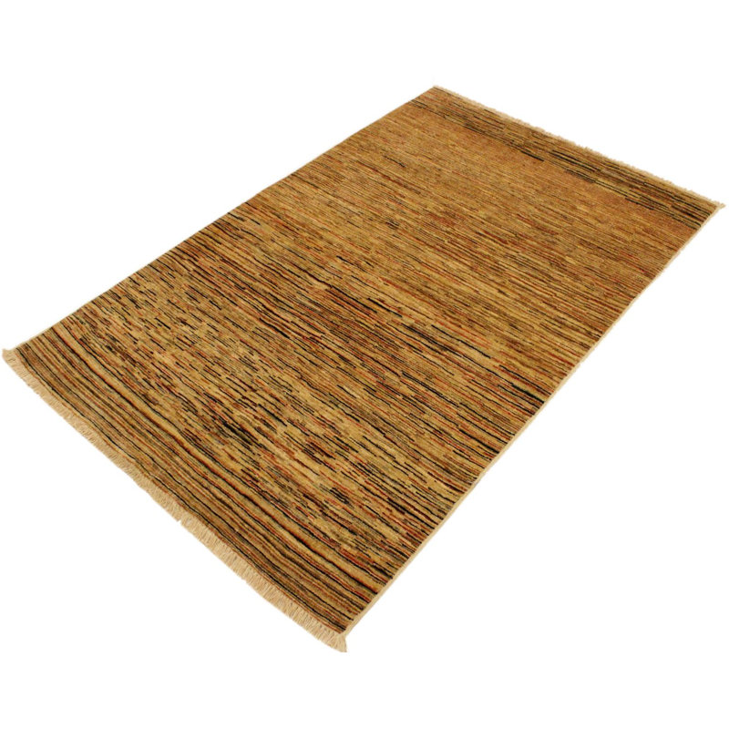 Tapis abstrait brun clair en laine noué à la main 3 pi 10 po x 5 pi 9 po Abstract