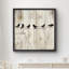Silhouette d'oiseaux perchés sur une ligne électrique, animaux sauvages, panneaux de bois à effet rustique, impression sur toile-43287001-43287000