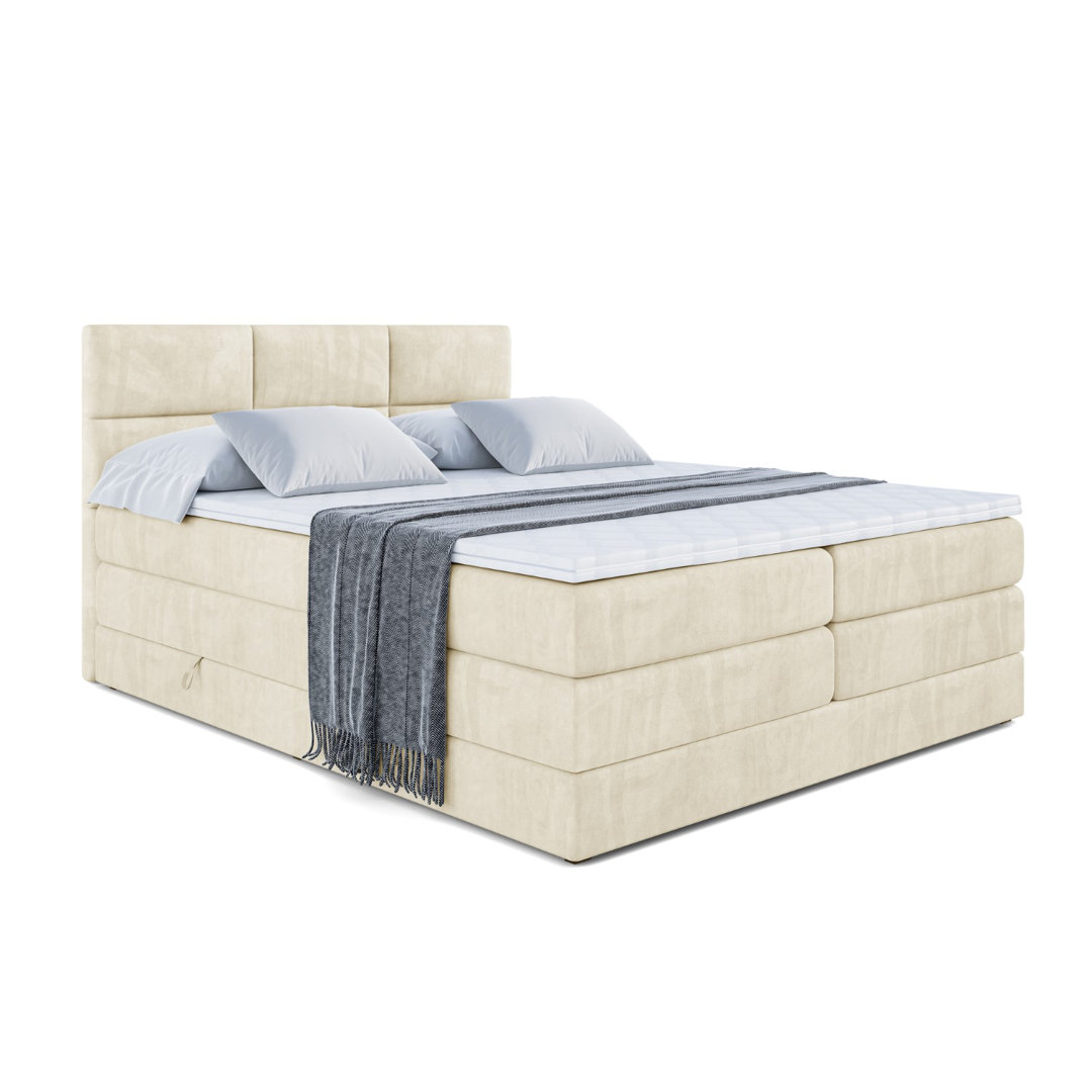 Echtes Boxspringbett mit Zwei Matratzen, Topper und Bettkasten