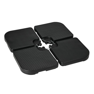 Poids de base de parasol en PEHD de 4 pièces Outsunny, stabilisateur de base croisée rempli de sable ou d'eau pour parasols en porte-à-faux, noir