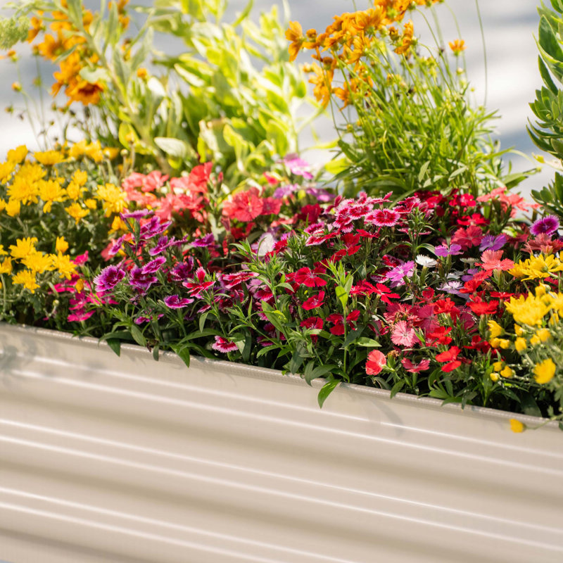 Jardinière extérieure surélevée en métal pour enfants 22 po de hauteur et 16 po de largeur, Blanc perle