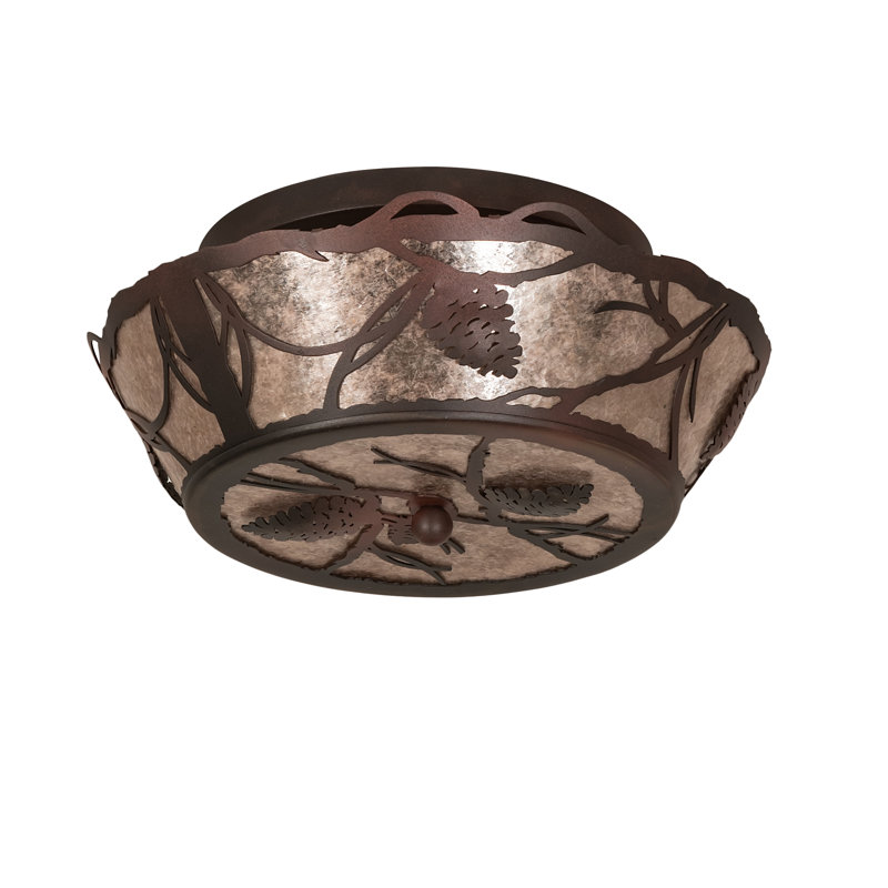 Rustic Lodge 2 - Light Semi Flush Mount, 7.5" H x 16" W x 16" D, Rust