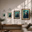 Turquoise Bear Retro - Framed Print-1826217684-1826217686
