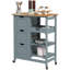 Chariot roulant pour îlot de cuisine, chariot de service de bar, chariot compact sur roulettes avec plateau en bois, tablettes et tiroirs-133038100