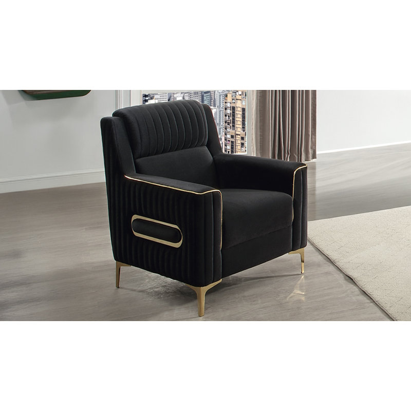 Chaise rembourrée Margery, Similicuir noir