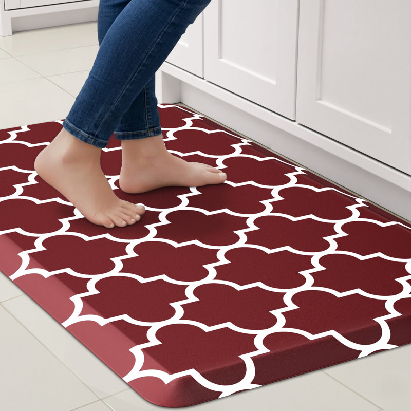 Tapis de cuisine anti-fatigue antidérapant, Rouge, Rectangle l 17 po x L 28 po