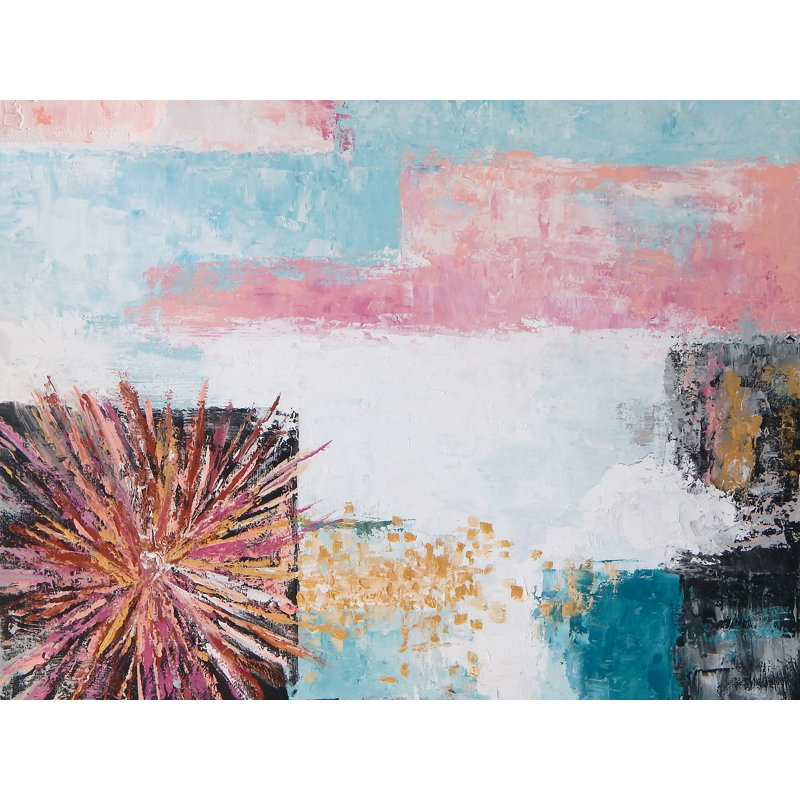 «Pink Mint Julep» par Lisa Daniels - Peinture, Toile tendue, H 24 po x l 32 po