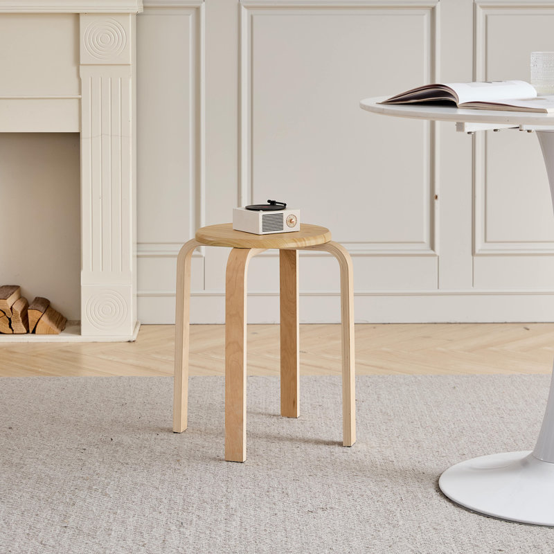 Tabouret, l 11,81 po x H 11,81 po, bois massif, 4 pièces, bois naturel