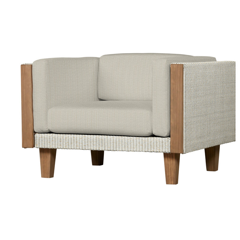 Catalina Outdoor Teak Lounge Chair, Demo Mist, Antique White