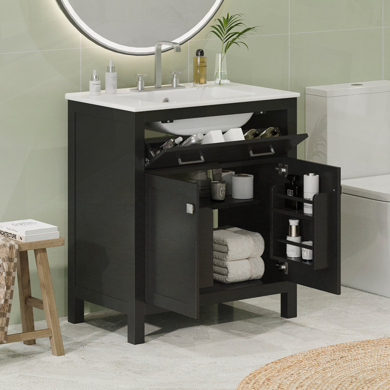 Bathroom Vanity with Ceramic Sink, Black