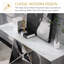 Console en verre trempé blanc de 55 pouces avec base en forme de M en miroir argenté