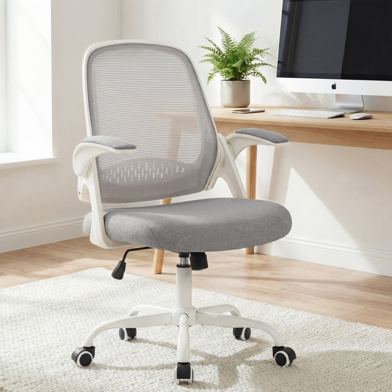 Ergonomic Mesh Home Office Chair with Armrests, Space-Saving Design and Steel Base, Gray, Steel