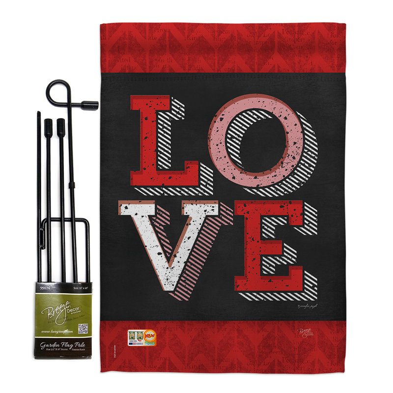 Double Sided 18.5'' H x 13'' W Polyester Valentine's Day Flag Set