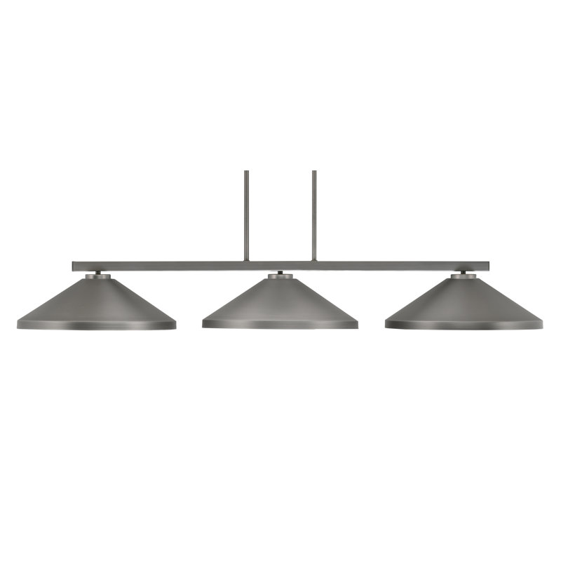 Bar 3 lumières Bremer avec abat-jour conique en métal 14 po, Graphite