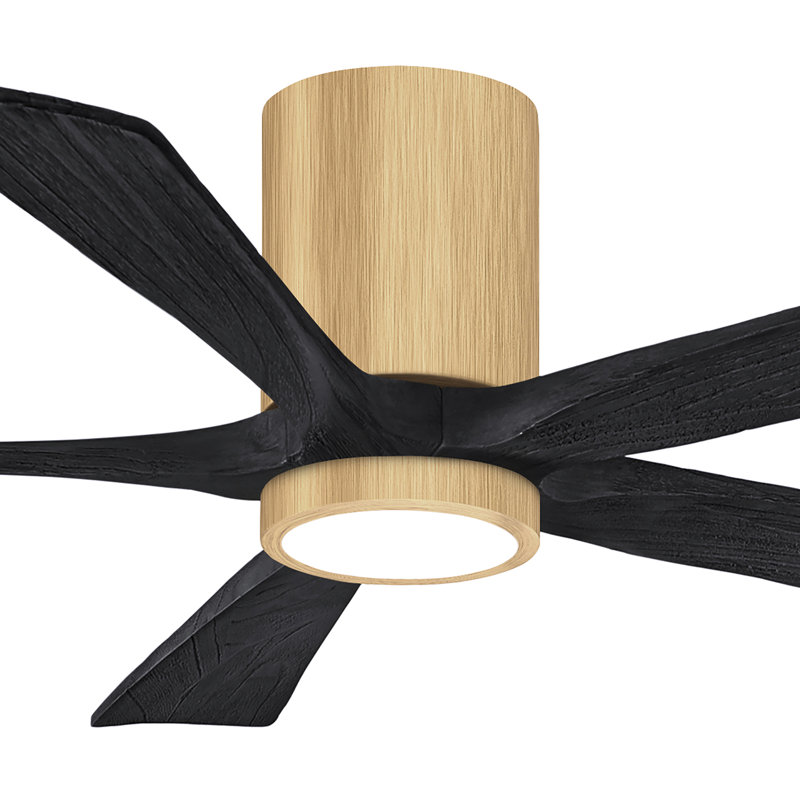 Ventilateur de plafond à 5 pales DEL avec ensemble d'éclairage inclus Irene, Érable clair, 52", Noir mat