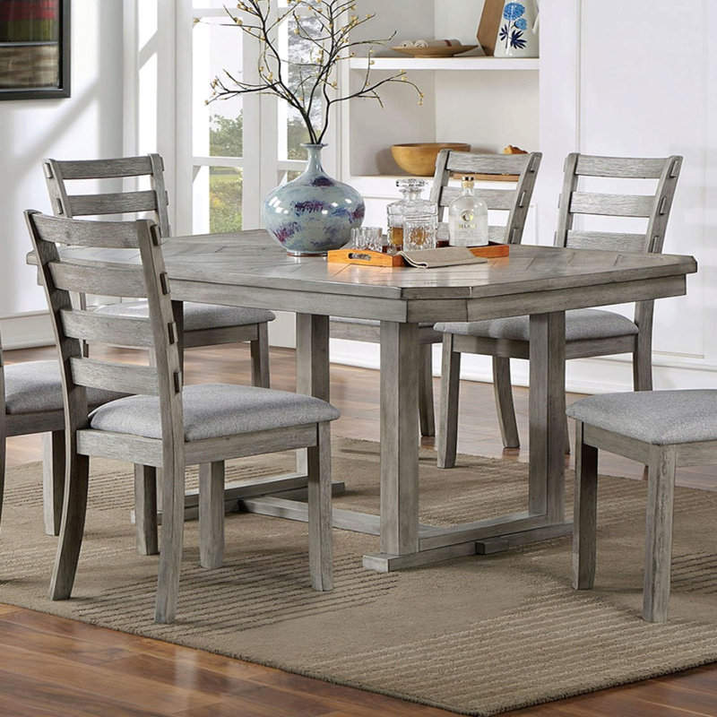 Table de salle à manger de couleur grise à motif de grain de bois 1pc