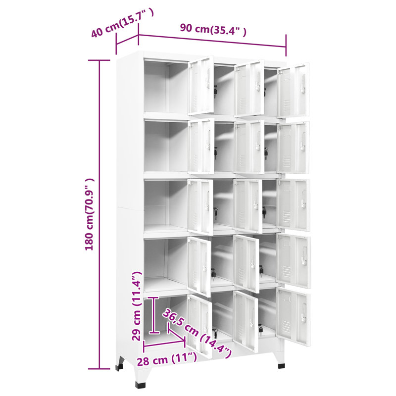 Wadlington Metal 1 - Tier 90cm Employee Locker, Grey