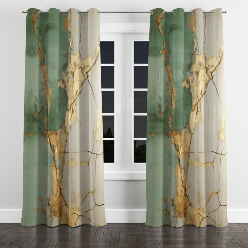 Aurela - Modern Velvet Grommet Curtain - Room Darkening - 1 Panel, 52" W x 90" L, Golden Grommets