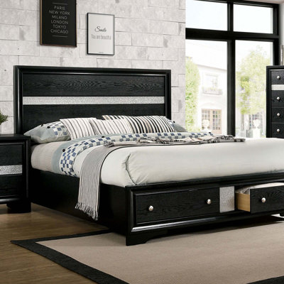 Panel Headboard 1Pc Bed With Drawers Beautiful Bedroom Furniture(Only Bed)