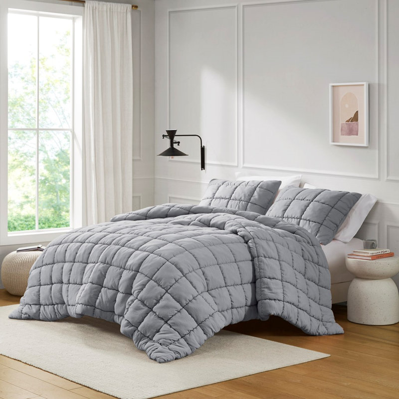 Mini ensemble d'édredon 3 pièces Gracie Mills Wonderland, Édredon pour lit simple + 2 pièces supplémentai, Gris