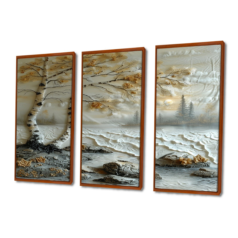 Ensemble de salon mural Edgardown, H 40 po x l 60 po x P 1 po, Cadre flottant brun
