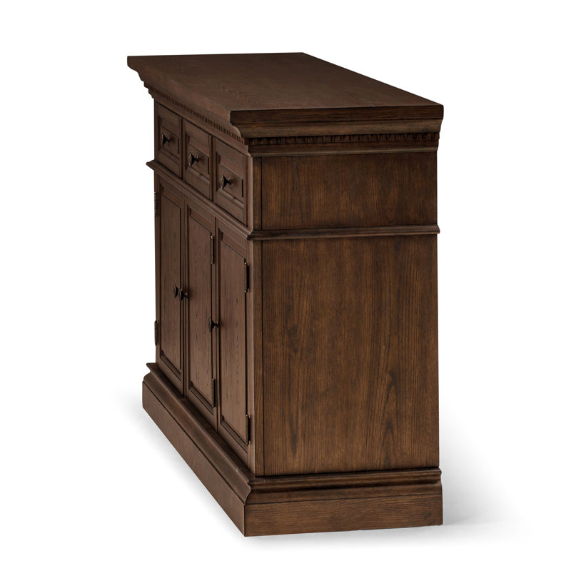 Theo Antiqued Brown Wooden Sideboard with Raised Panel Doors