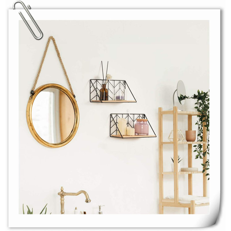 Tablette en bois 2 pièces Kevonna, H 5,50 po x l 11,50 po x P 4,20 po, Rustique