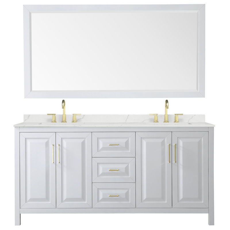 Daria 72'' W Vanity, White, Brushed Gold, Giotto Quartz