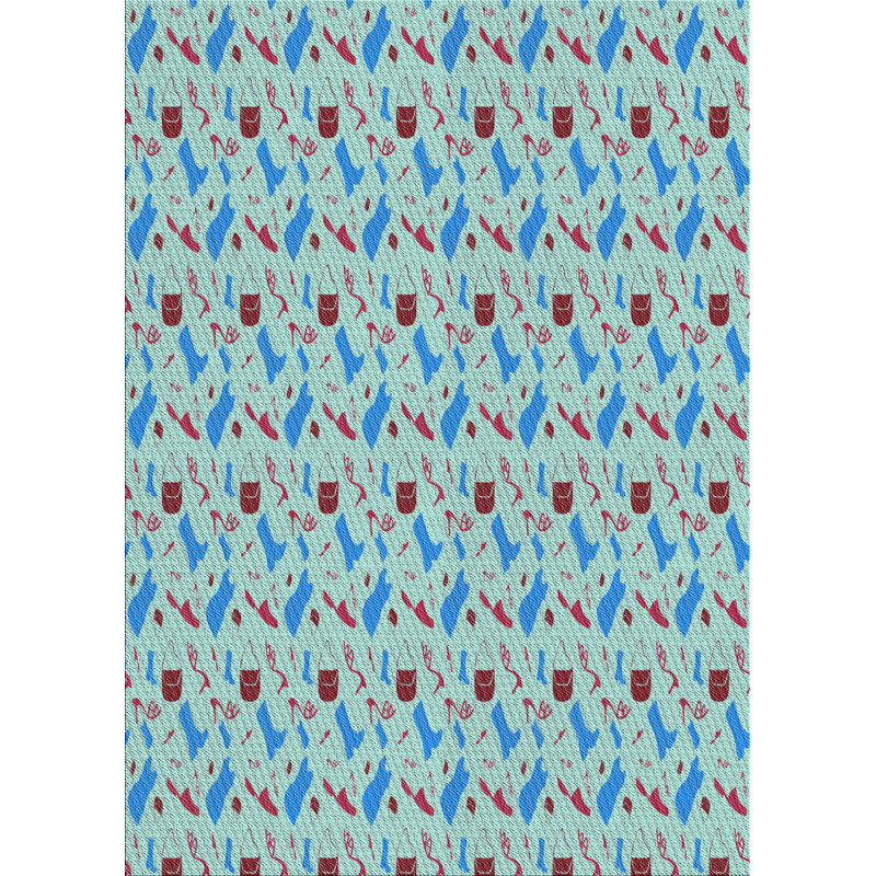 Tapis bleu-intérieur en laine touffeté à la main Concepcion