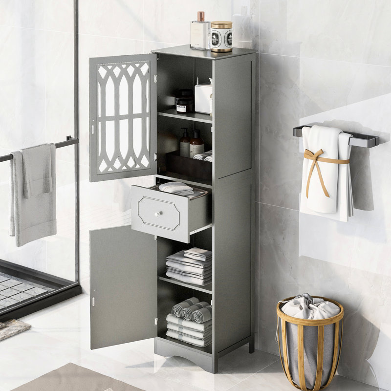 Board Board Furniture - Armoire autoportante grise avec tiroir, portes et casier à tablette réglable