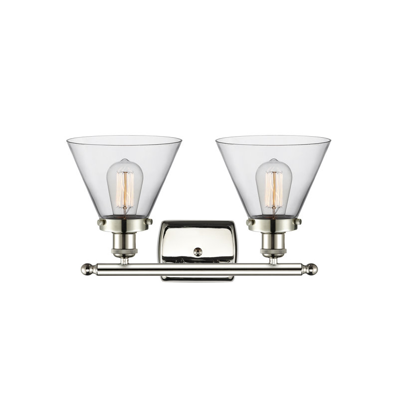 Éclairage pour meuble-lavabo à 2 lumières 18 po Ballston Urban Cone, DEL, Clair, Nickel poli