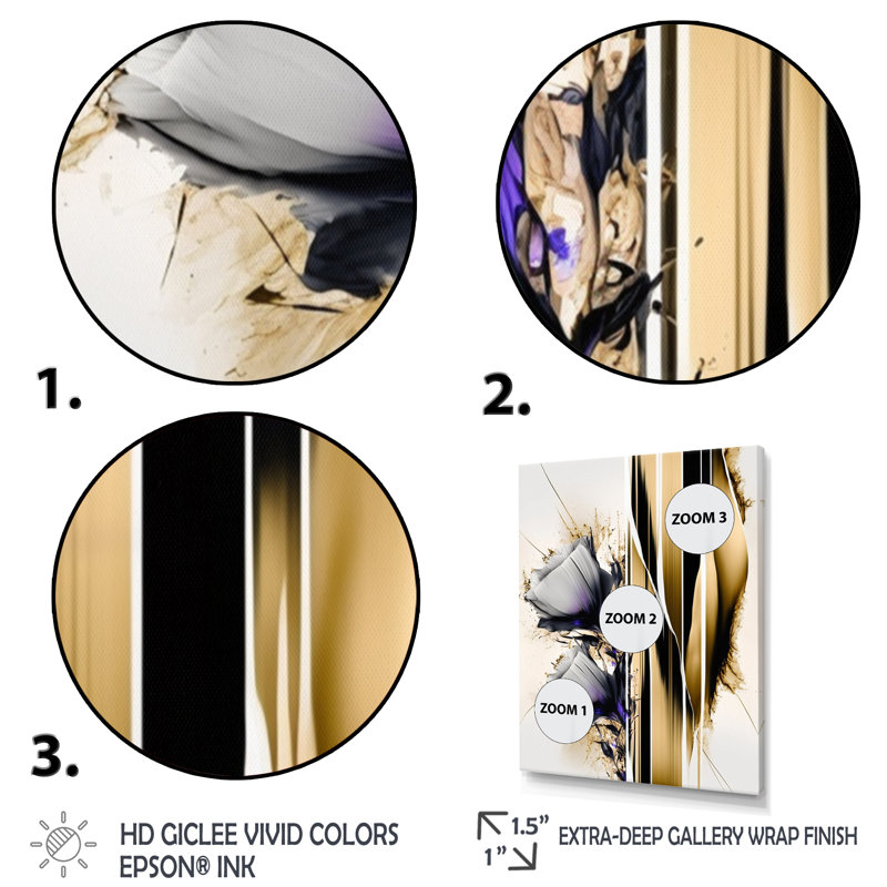 Fleur mauve sur une peinture abstraite I - Peinture sur toile, H 40 po x l 30 po x P 1,5 po, Toile tendue