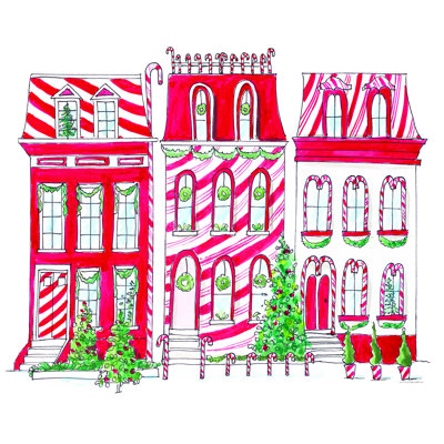 Village on Holly St - reproduction d'art sur toile tendue