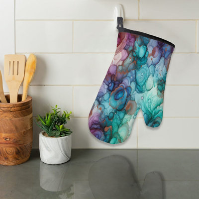 Blended Teal & Purple Ink Oven Mitt Cotton Twill